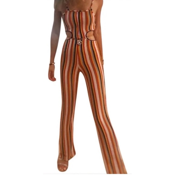 NWT Zara striped cut out knit jumpsuit Size M - Picture 7 of 10